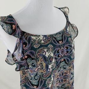 Merona Paisley Print Blouse Top Sheer Tank Style